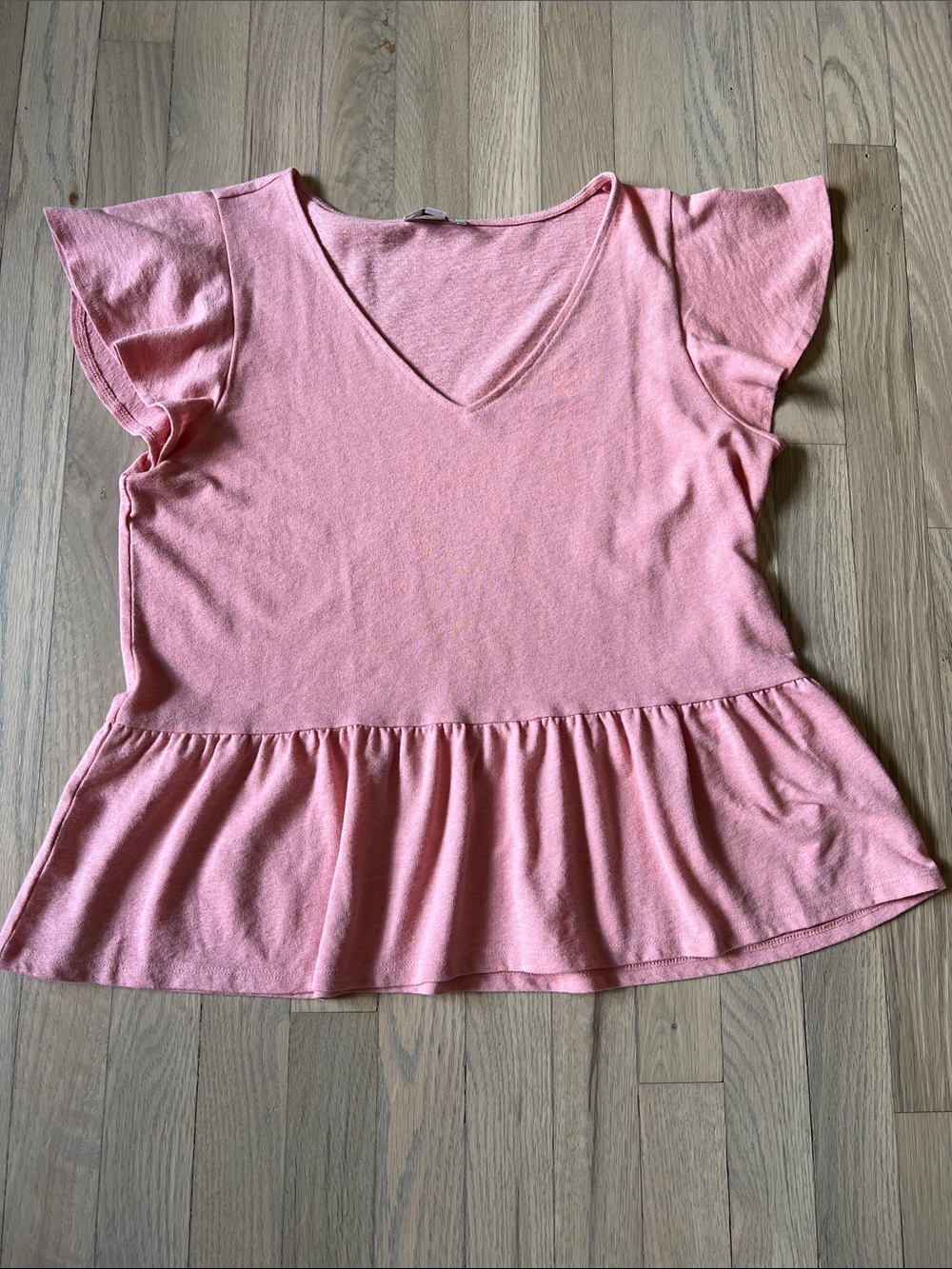 LOFT Salmon Pink V-Neck Peplum Top